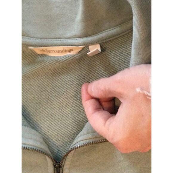 Soft Surroundings Crochet French Terry Tunic Top Size Large Teal Blue Boho Beach - Picture 12 of 12